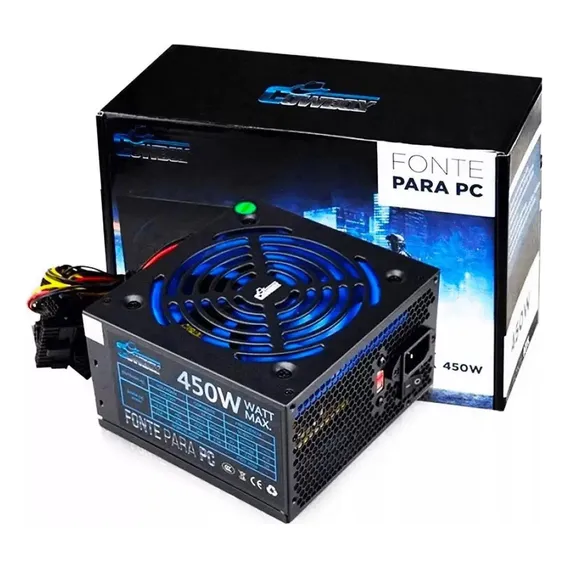 Fonte Atx 450w Reais 20+4p Para Pc - Knup Cor Preto Foto 1