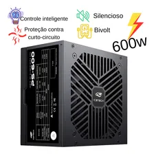 Fonte C3tech Atx 600w Reais Gaming S/ Cabo Preta Ps600bk Foto mini 4