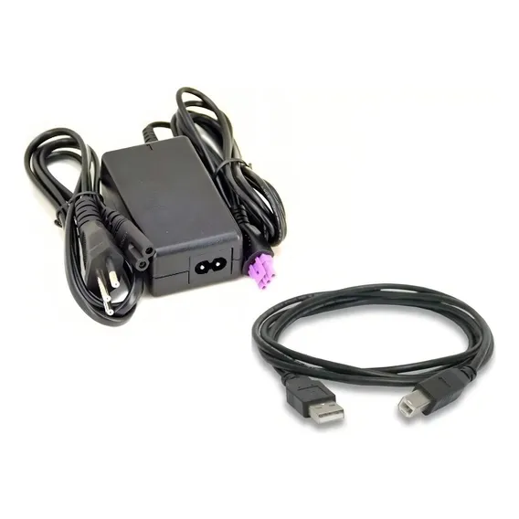 Fonte + Cabo Usb P/ Impressora Hp 2546 Deskjet 22v Plug Roxo Foto 1