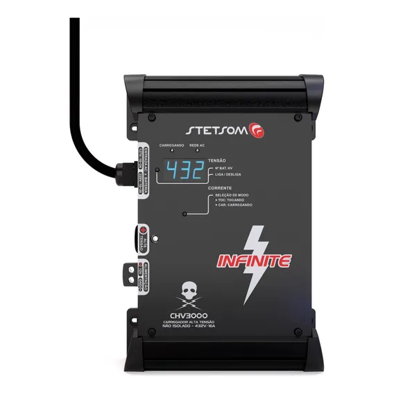 Fonte Carregador Alta Voltagem Stetsom Chv3000 Alta Voltagem Bivolt Com Display Digital CARREGA ATE 30 BATERIAS, High Voltage Inversão Polaridade Saida, Fusivel Interno Entrada Ac Foto 1
