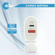 Fonte Carregador Carga Rápida Turbo 40w Usb Tipo C Cor Branco Foto mini 3
