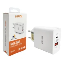 Fonte Carregador Celular Kaidi Turbo 35w Saída Usb-c + Usb Cor Branco Foto  mini 1