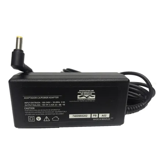 Fonte Carregador Notebook Positivo 19v 3.42a 65w Foto 1