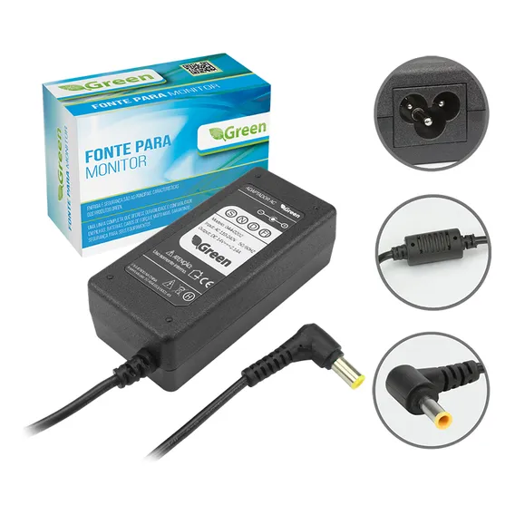 Fonte Carregador Para Monitor 14v 2.14a S19b300 S19b300b - Green Foto 1