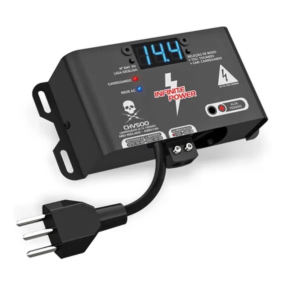 Fonte Carregador Stetsom Chv500 Alta Voltagem Bivolt COM DISPLAY DIGITAL High Voltage Carregador de Baterias INVERSÃO POLARIDADE SAIDA, FUSIVEL INTERNO ENTRADA AC Foto 1