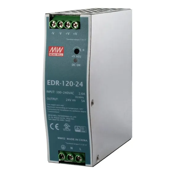 Fonte Chaveada 120w 90-264vca Edr-120-24 - Mean Well Foto 1
