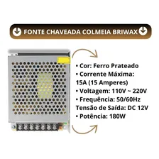 Fonte Chaveada 15a 12v 180w Cftv Fita Led Automotivo Briwax Foto mini 2
