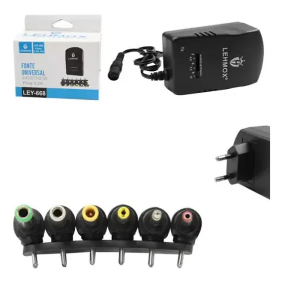 Fonte Chaveada Lehmox Fonte Chaveada Bivolt 30w 6 Plugues 3,5a Até 12v Multiuso 30w Foto 1