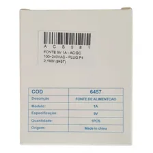 Fonte Dc Chaveada 9v 1a Plug P4 Arduino Bivolt 110-220v Foto mini 3