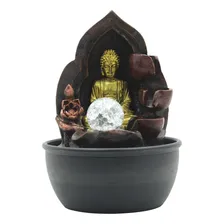 Fonte Decorativa Iluminada Resina Buda Meditando Cor Cinza 220v Foto mini 1