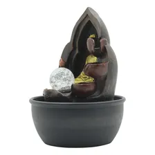 Fonte Decorativa Iluminada Resina Buda Meditando Cor Cinza 220v Foto mini 2