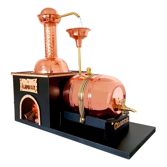 Fonte Giratória De Cachaça Alambique E Barril Em Cobre 2 Litros Império Do Cobre Foto 1