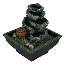 Fonte Mini De Mesa Resina Agua Cascata Feng Shui 14cm Cor Verde Foto mini  2