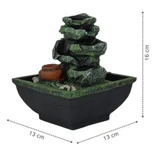 Fonte Mini De Mesa Resina Agua Cascata Feng Shui 14cm Cor Verde 110v/220v Foto mini 3