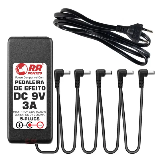 Fonte Para Pedal Pedaleira De Guitarra 9v 3a Até 5 Pedais Foto 1