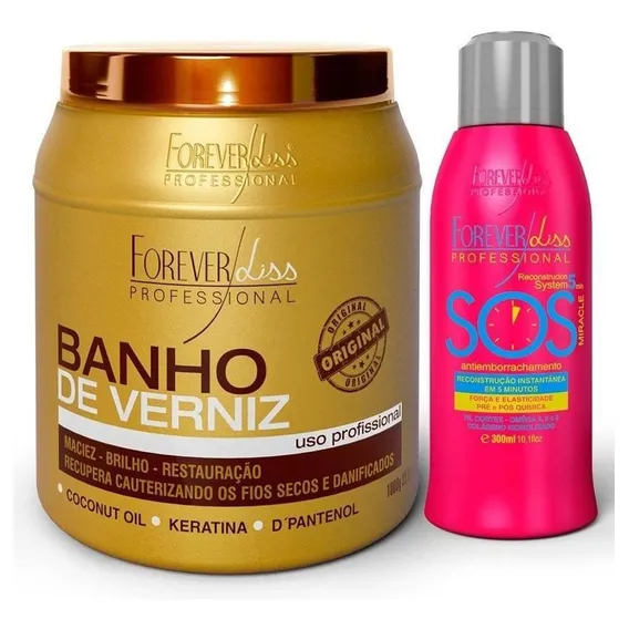 Forever Liss Banho De Verniz 1kg + Sos Antiemborrachamento Foto 1