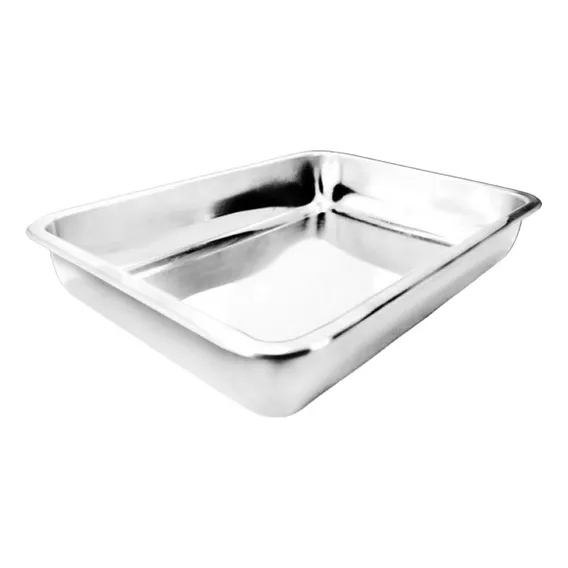 Forma Assadeira Alta Retangular 22x32x4 Aço Inoxidável Forno Cor Inox Cromado Foto 1