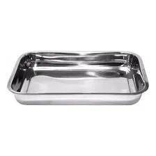 Forma Assadeira Alta Retangular 22x32x4 Aço Inoxidável Forno Cor Inox Cromado Foto mini  2