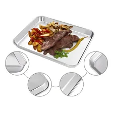 Forma Assadeira Baixa Em Aço Inox Retangular 36x27x4cm Foto mini  3
