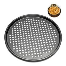 Forma Assadeira Perfurada Pizza Antiaderente 35cm Cinza Cor Cinza-escuro Foto mini  2