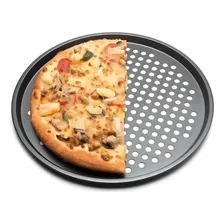 Forma Assadeira Perfurada Pizza Antiaderente 35cm Cinza Cor Cinza-escuro Foto  mini 1