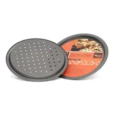 Forma Assadeira Perfurada Pizza Antiaderente 35cm Cinza Cor Cinza-escuro Foto mini  3