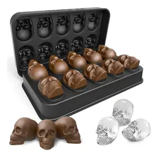 Forma Caveira 3d Gelo Silicone Chocolate Festas Bar Drinks Cor Preto Foto mini 1