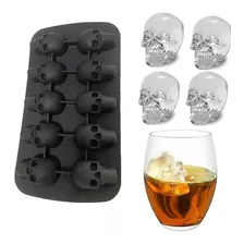 Forma Caveira 3d Gelo Silicone Chocolate Festas Bar Drinks Cor Preto Foto mini 2