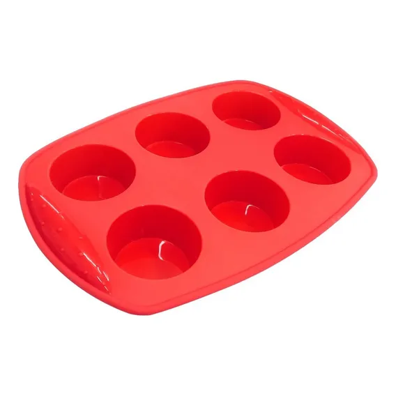 Forma Cupcake Silicone 6 Cavidades Petit Gateau Empada Cor Vermelho Foto 1