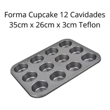 Forma Cupcake Teflon Antiaderente Empadas 12 Cavidades Cor Preto Foto mini 4