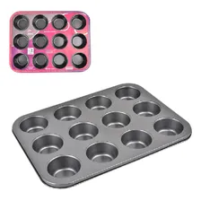Forma Cupcake Teflon Antiaderente Empadas 12 Cavidades Cor Preto Foto  mini 1