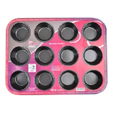 Forma Cupcake Teflon Antiaderente Empadas 12 Cavidades Cor Preto Foto mini  3