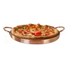 Forma De Pizza Em Pedra Sabão Alça De Cobre 37cm Curada Cor Curado Foto mini  3