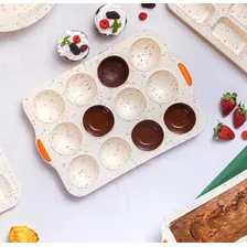 Forma De Silicone Hercules Muffins 12 Cavidades Cor Bege Foto mini 3
