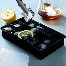 Forma Gelo Silicone Papinha 15 Cubos Com Tampa Livre D Bpa Cor Preto Foto mini  3