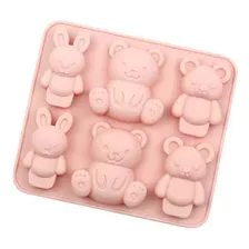 Forma Molde Silicone Urso Ursinho Coelho Chocolate Biscuit Foto  mini 1