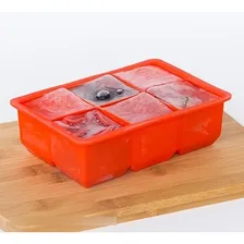 Forma Silicone 6 Cubo Quadrado Gelo Grande Drink Whisky Bar Cor Vermelho Foto mini 3