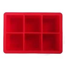 Forma Silicone 6 Cubo Quadrado Gelo Grande Drink Whisky Bar Cor Vermelho Foto mini 4