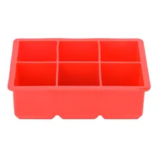 Forma Silicone 6 Cubo Quadrado Gelo Grande Drink Whisky Bar Cor Vermelho Foto mini 1