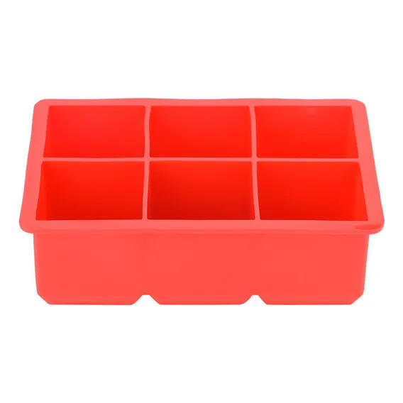 Forma Silicone 6 Cubo Quadrado Gelo Grande Drink Whisky Bar Cor Vermelho Foto 1