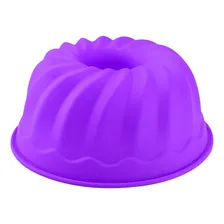 Forma Silicone Redonda Furo Bolo Torta Pudim Gelatina 25cm Cor Roxo Foto mini 2