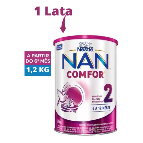 Fórmula Infantil Em Pó Nan Comfor 2 Nestlé Lata De 1,2 Kg Sabor Leite Foto 1