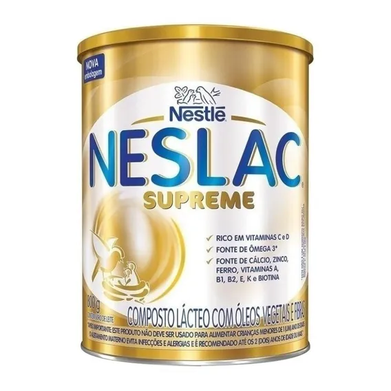 F贸rmula infantil em p贸 sem gl煤ten Nestl茅 Neslac Supreme en lata - Kit de 2 x 2 unidades de 800g - 2 a 2 anos Foto 1