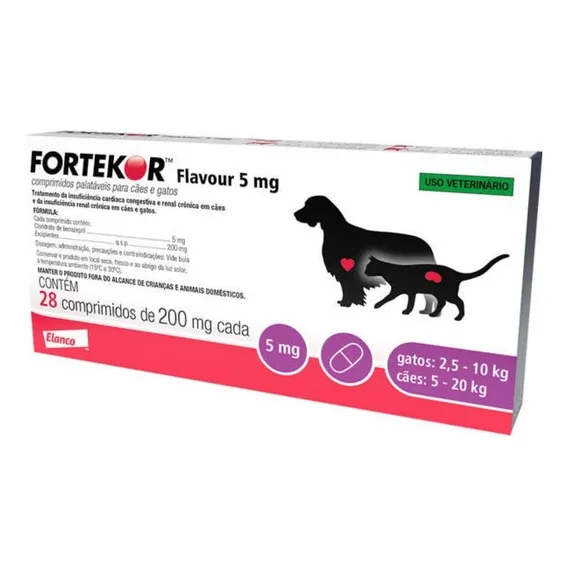 Fortekor Flavour 5 Novartis Cães E Gatos 28 Comprimidos Foto 1