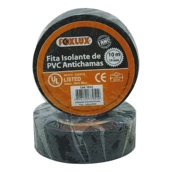 Foxlux 10.02 fita isolante de pvc 10m preta Foto 1