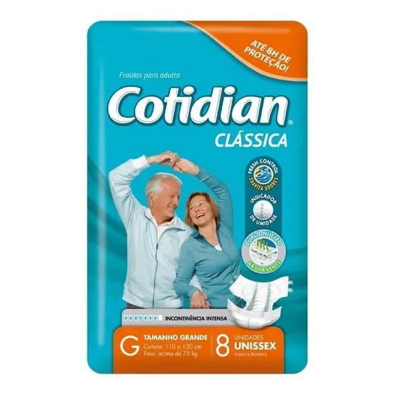Fralda Descartável Adulta Clássica G Com 8 Unidades Cotidian Foto 1