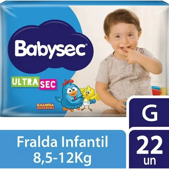 Fralda Descartável Infantil Babysec Ultra Sec Atacado Barato Tamanho Grande (G) Foto 1