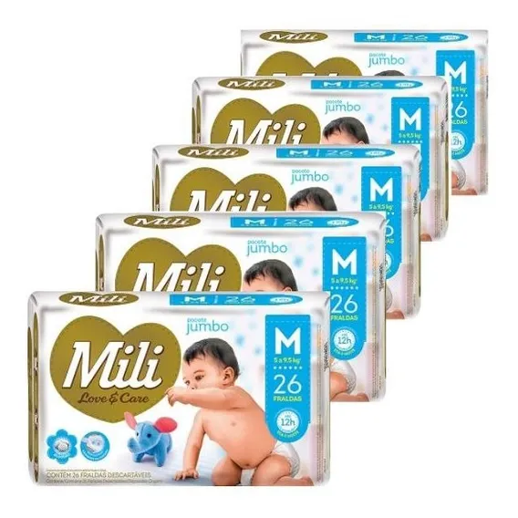 Fralda Descartável Mili- Love& Care-tam: M- 130 Foto 1
