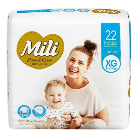 Fralda Descartável Mili Love & Care Tam: Xg 44 Fraldas Foto 1