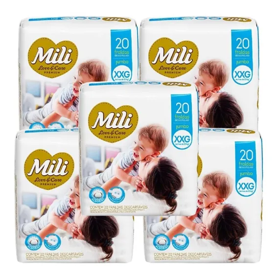 Fralda Descartável Mili- Love& Care- Tam Xxg- 100 Fraldas Foto 1
